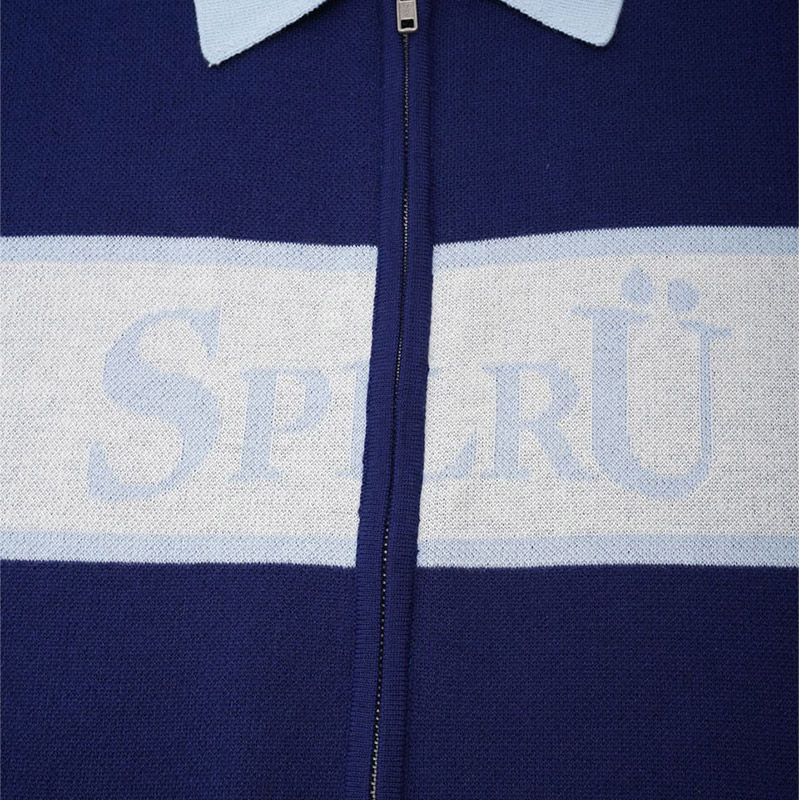 BLESS U×SPLR ZIP KNIT POLO -BLUE-