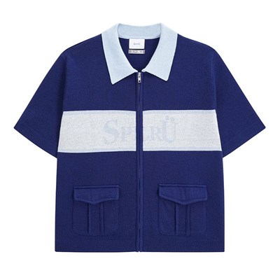 BLESS U×SPLR ZIP KNIT POLO -BLUE-