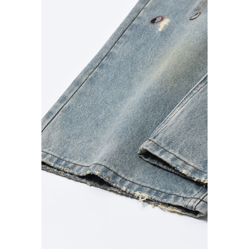 Dirty-Wished Brushing Wax Baggy Denim -BLUE-