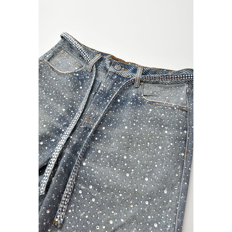 3D Printing Washed Full Diamond Denim -BLUE-