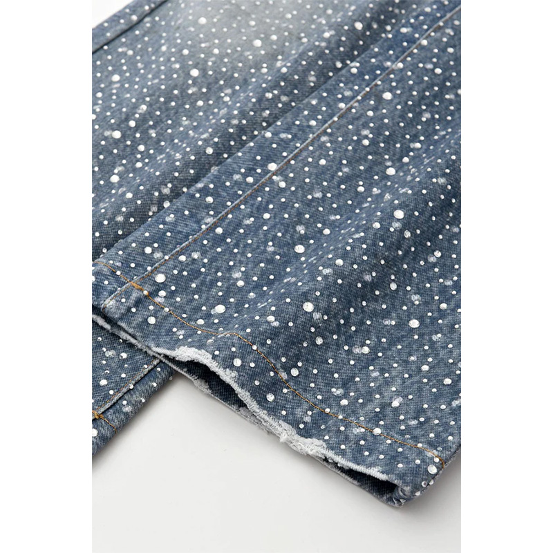 3D Printing Washed Full Diamond Denim -BLUE-