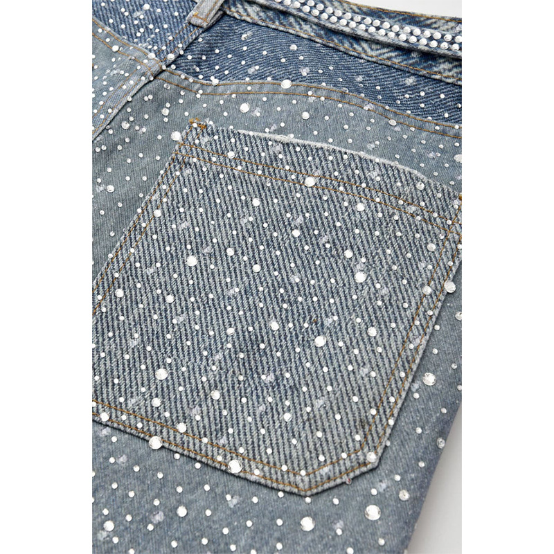 3D Printing Washed Full Diamond Denim -BLUE-