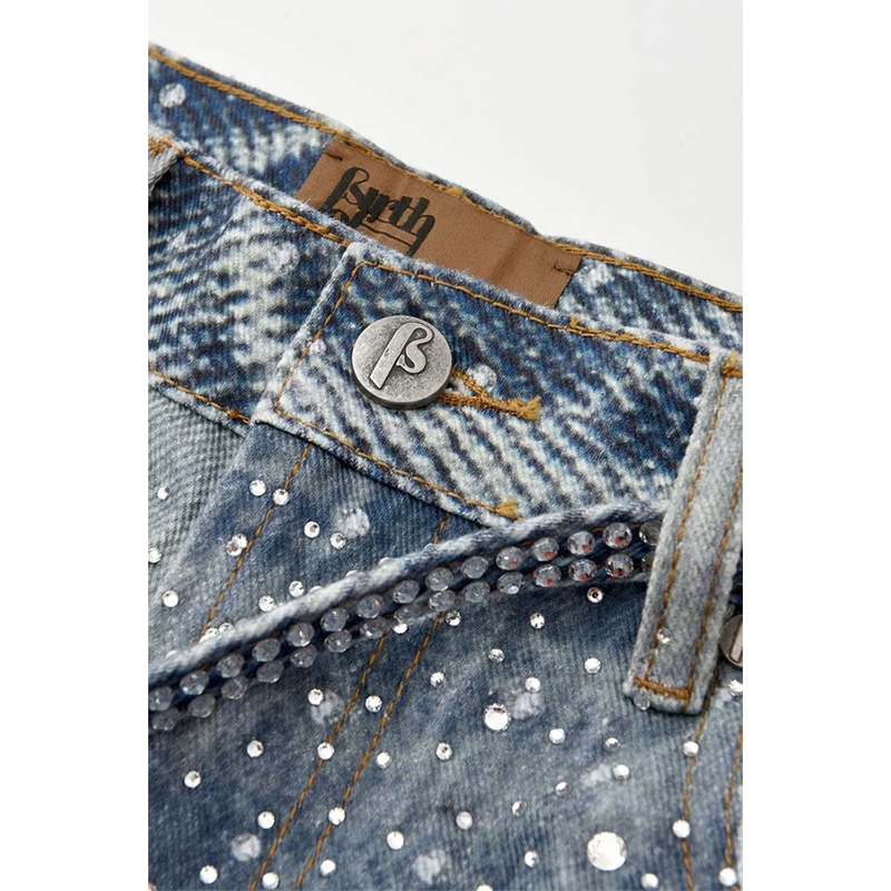 3D Printing Washed Full Diamond Denim -BLUE-