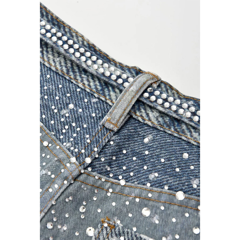 3D Printing Washed Full Diamond Denim -BLUE-