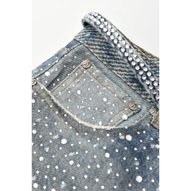 3D Printing Washed Full Diamond Denim -BLUE-