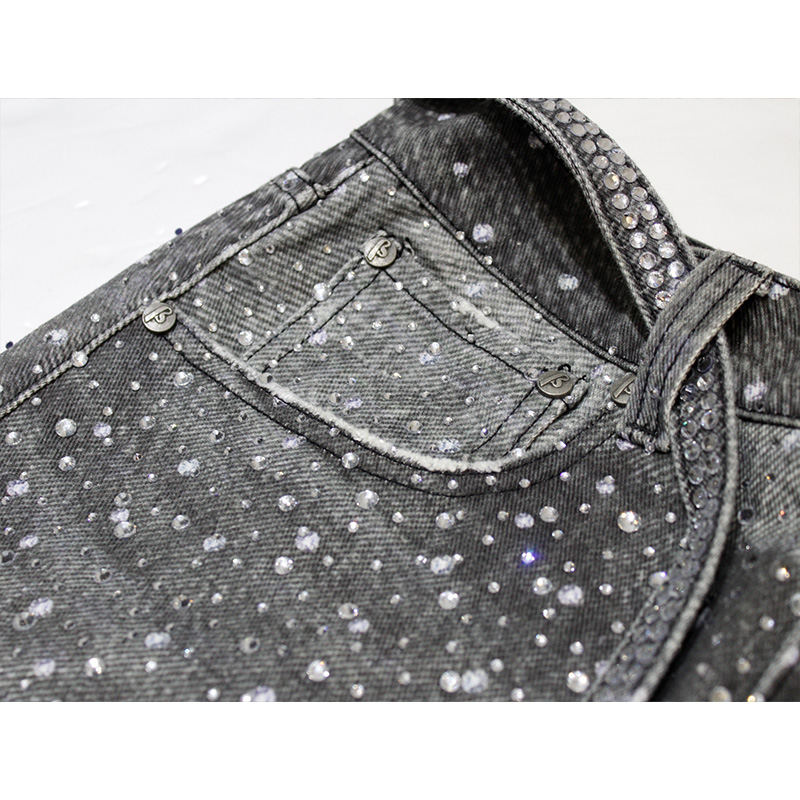 3D Printing Washed Full Diamond Denim -BLACK-