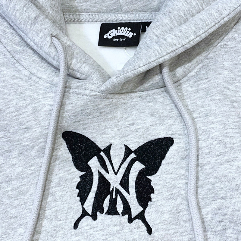 WOMEN'S NY BUTTERFLY HOODIE -GREY/BLACK-