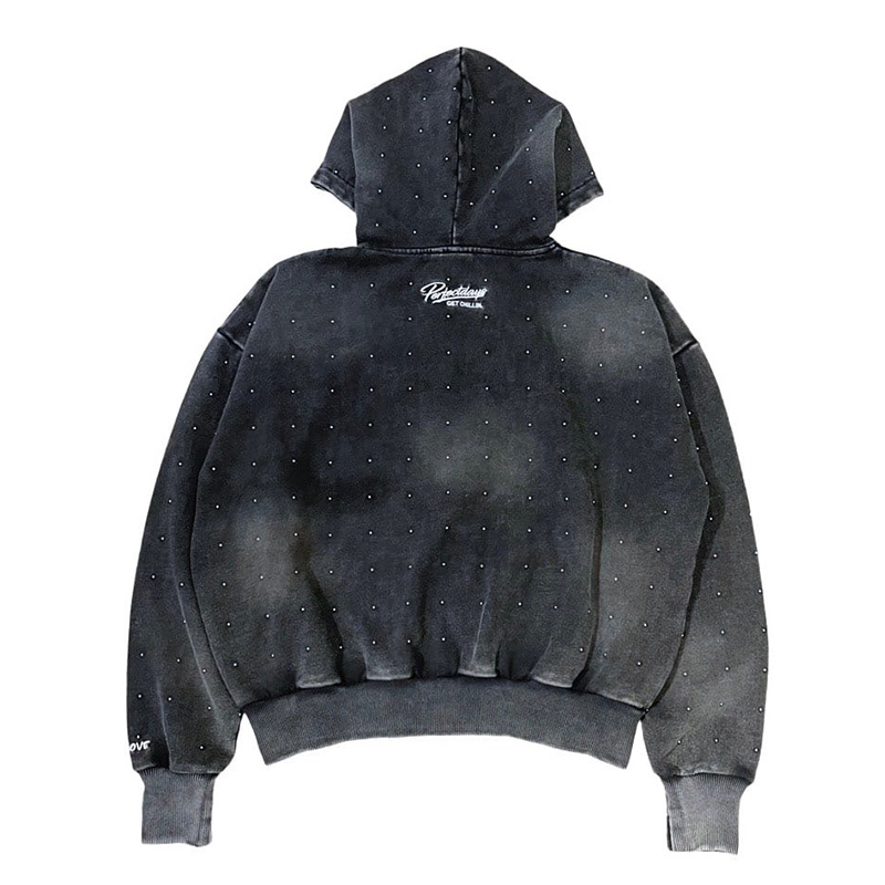 STUDS PIGMENT HOODIE -BLACK-