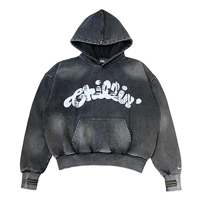 STUDS PIGMENT HOODIE -BLACK-(M)