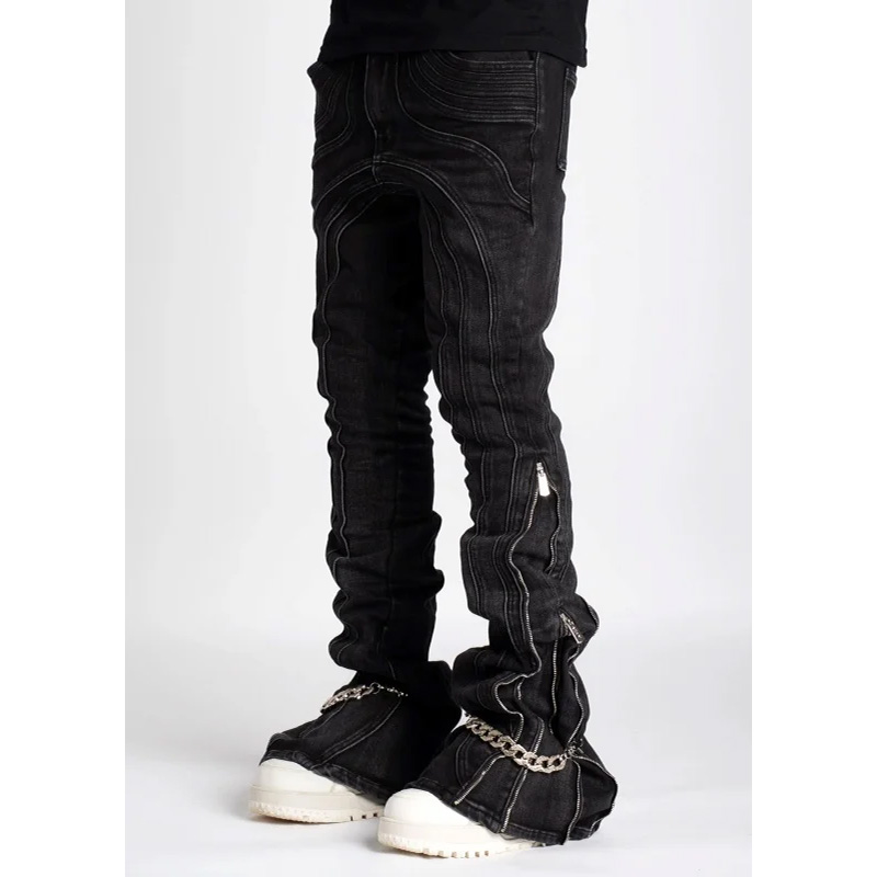 IRON GREY CHAIN DENIM -BLACK-