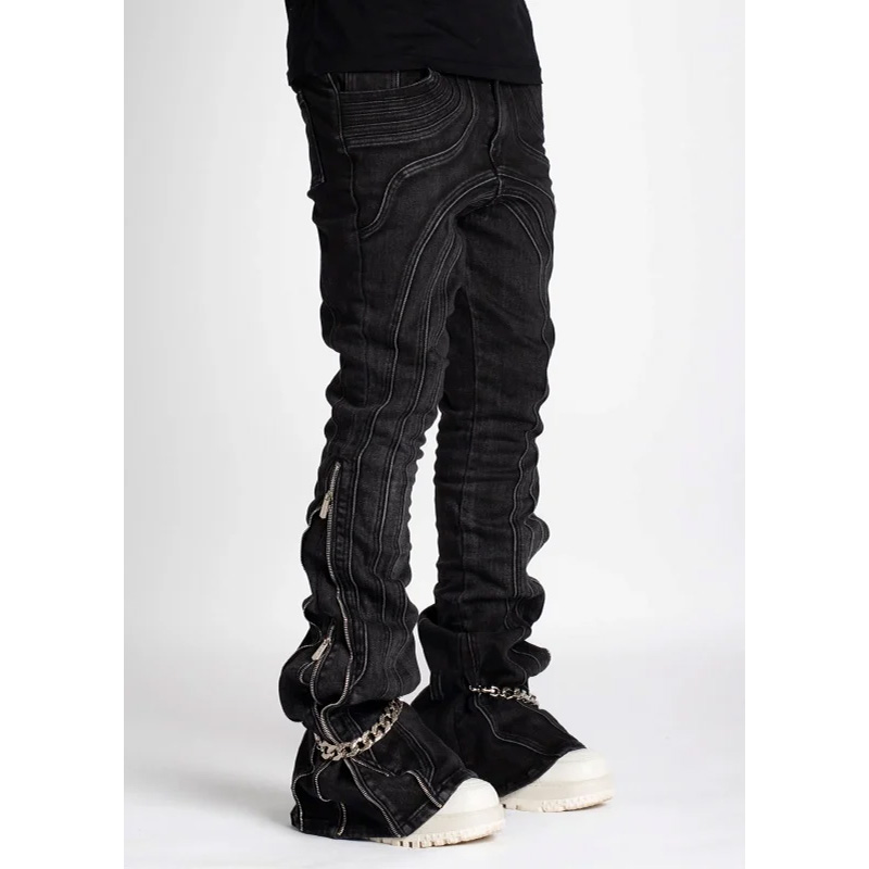 IRON GREY CHAIN DENIM -BLACK-