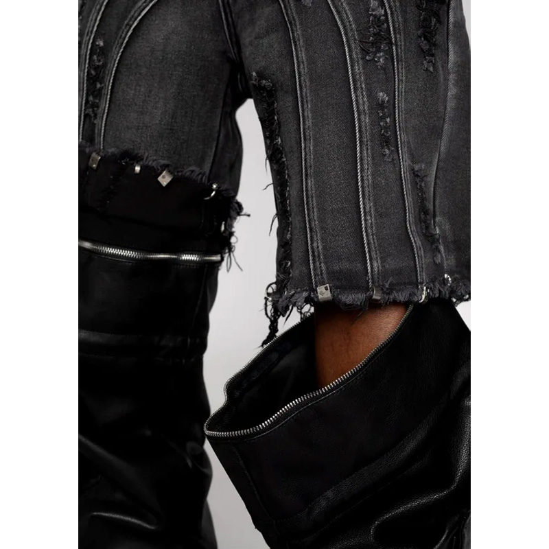 OBSIDIAN BLACK WAXED CONVERTIBLE DENIM -BLACK-