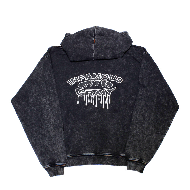 FOLLOW THE DOLLAR WASHED VINTAGE HOODIE -BLACK-