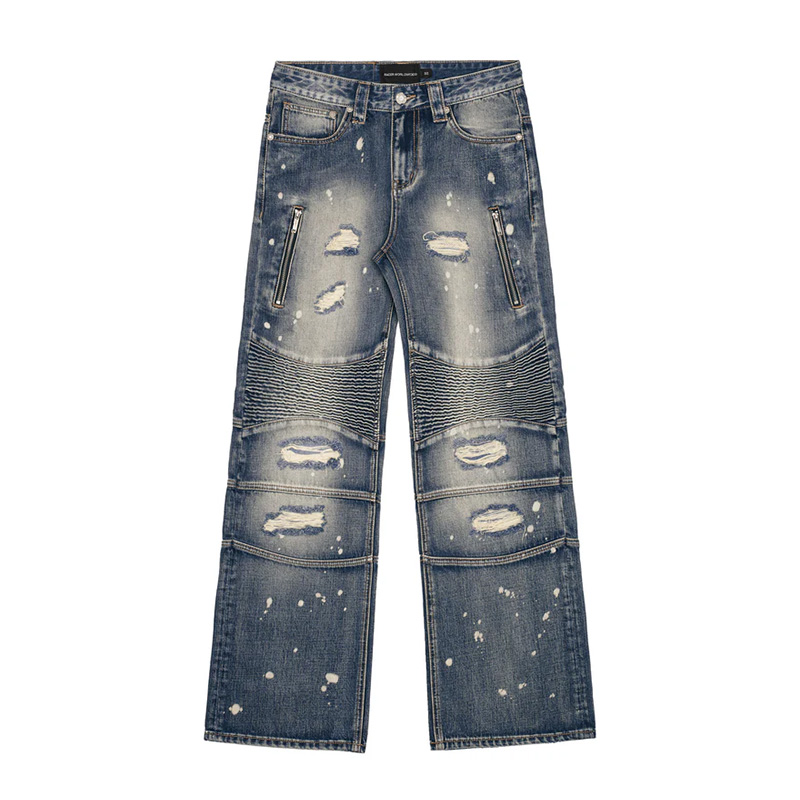 BLEACH DROPS PAINTER JEANS -BLUE-