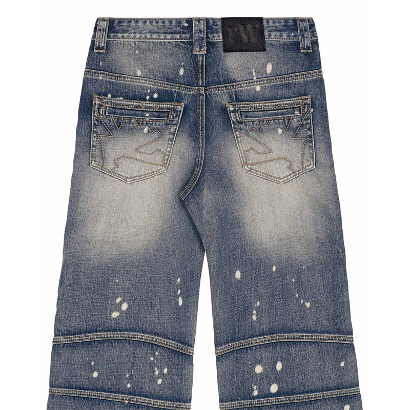 BLEACH DROPS PAINTER JEANS -BLUE-