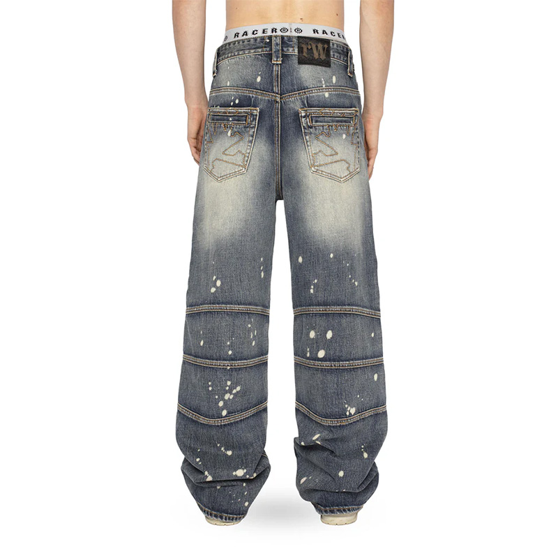 BLEACH DROPS PAINTER JEANS -BLUE-