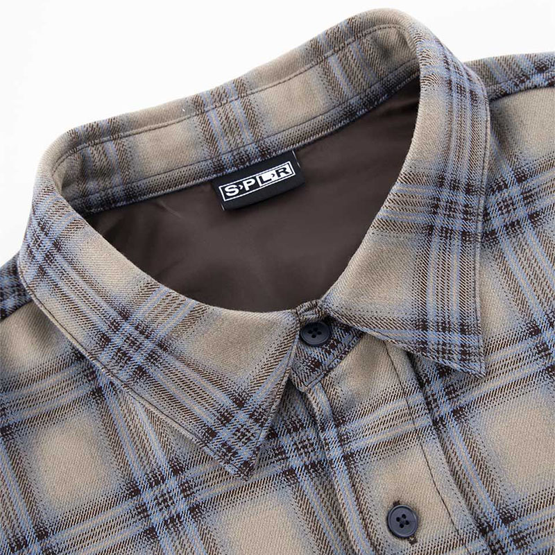 CHECK SHIRTS -BROWN-