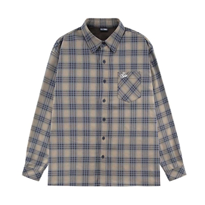 CHECK SHIRTS -BROWN-