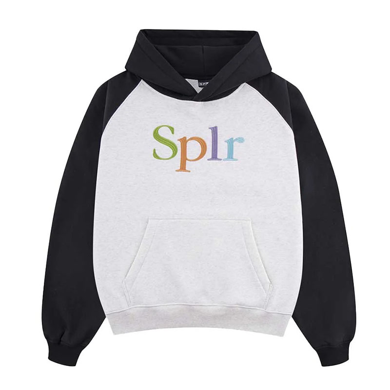 LOGO EMBROIDERY RAGLAN HOODIE -WHITE-