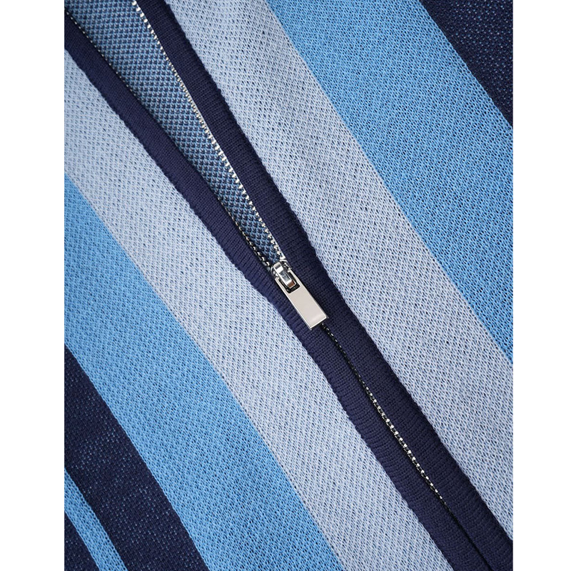 STRIPE ZIP KNIT POLO -2.COLOR-