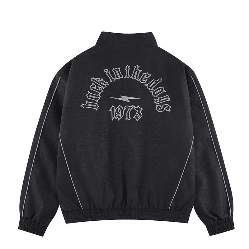 PANELLED PYTHON LEATHER TRACK JACKET -BLACK-