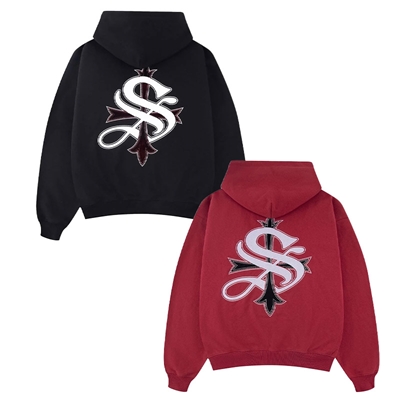 BEADED CROSS HOODIE -2.COLOR-