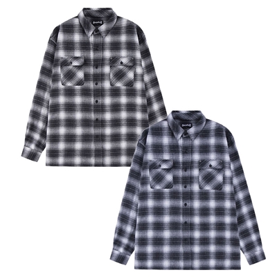 FAUX LEATHER PATCH CHECK SHIRT -2.COLOR-