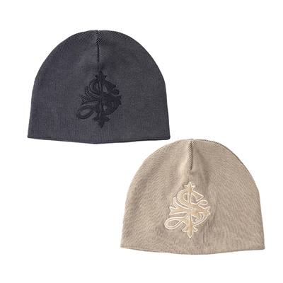 CROSS LEATHER PATCH BEANIE -2.COLOR-