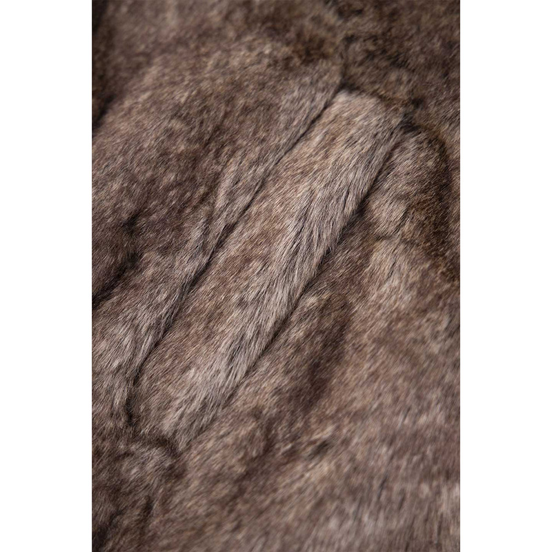 IRON LOGO FAUX FUR HOOD BLOUSON -BROWN-