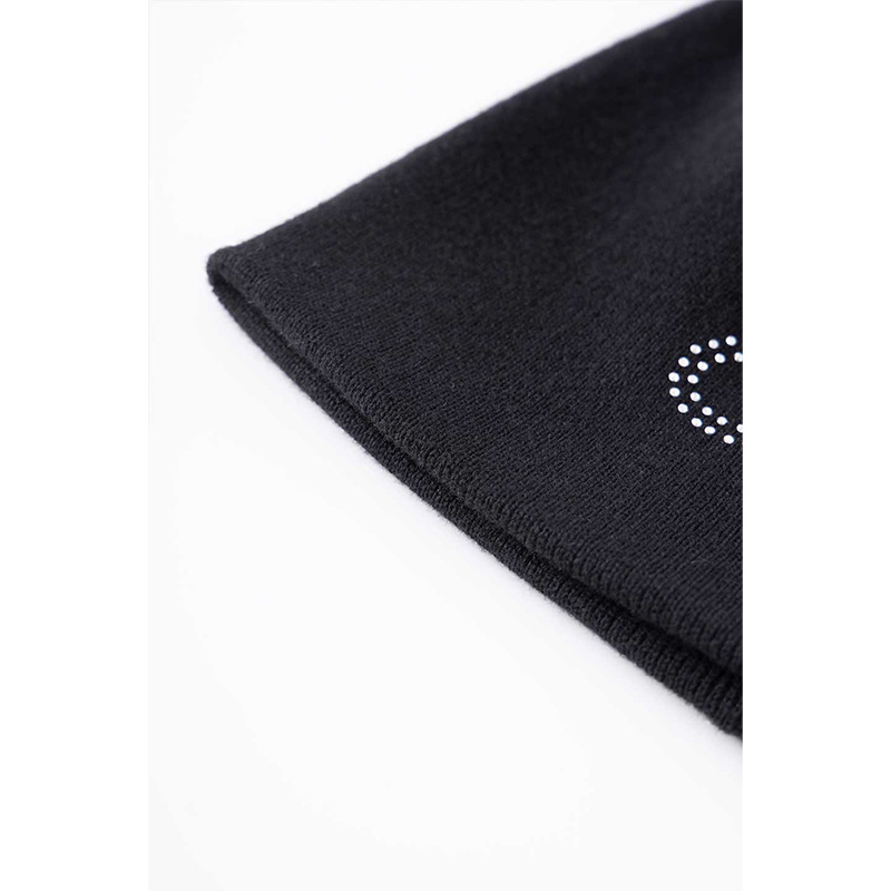 RHINESTONE CROSS BEANIE -BLACK-