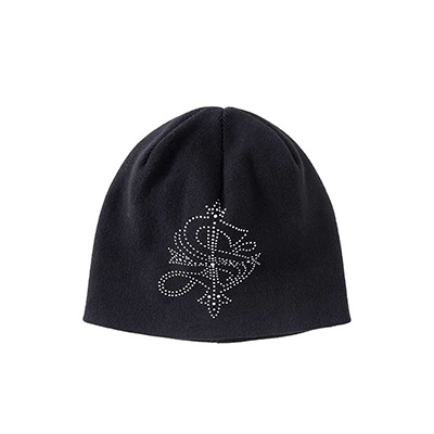 RHINESTONE CROSS BEANIE -BLACK-