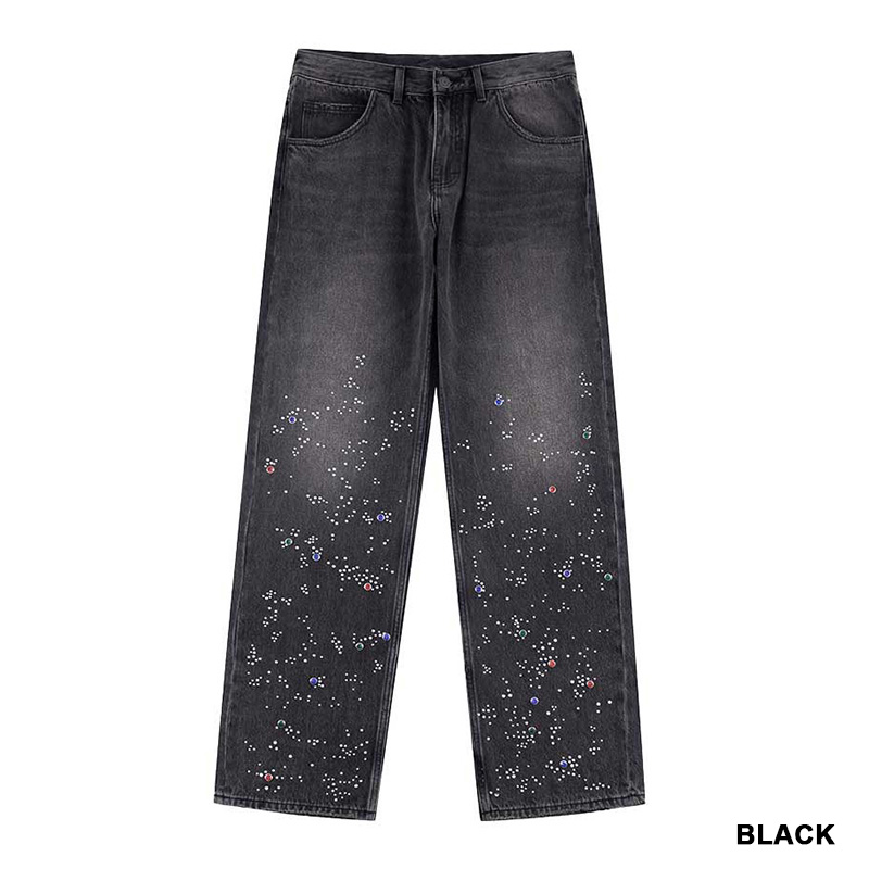 RHINESTONE DENIM PANTS -2.COLOR-