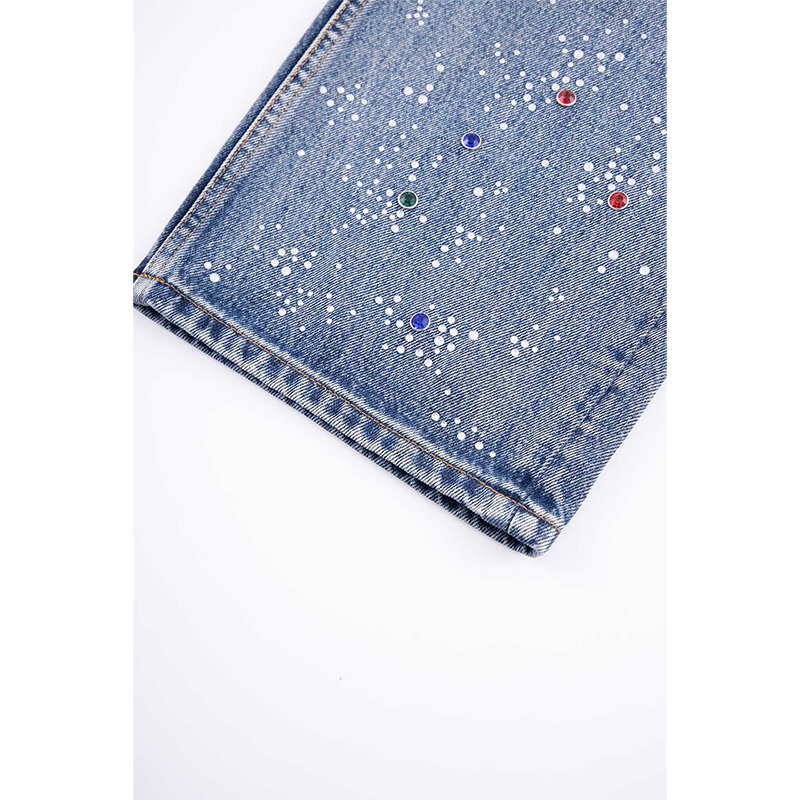 RHINESTONE DENIM PANTS -2.COLOR-