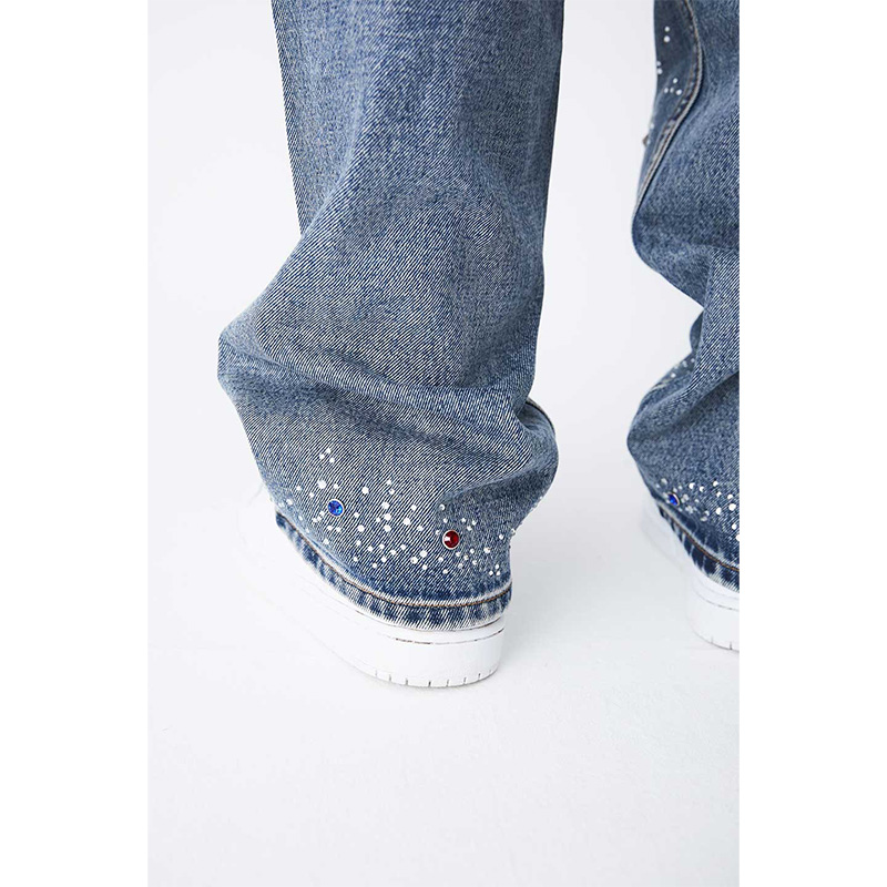 RHINESTONE DENIM PANTS -2.COLOR-