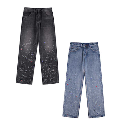 RHINESTONE DENIM PANTS -2.COLOR-