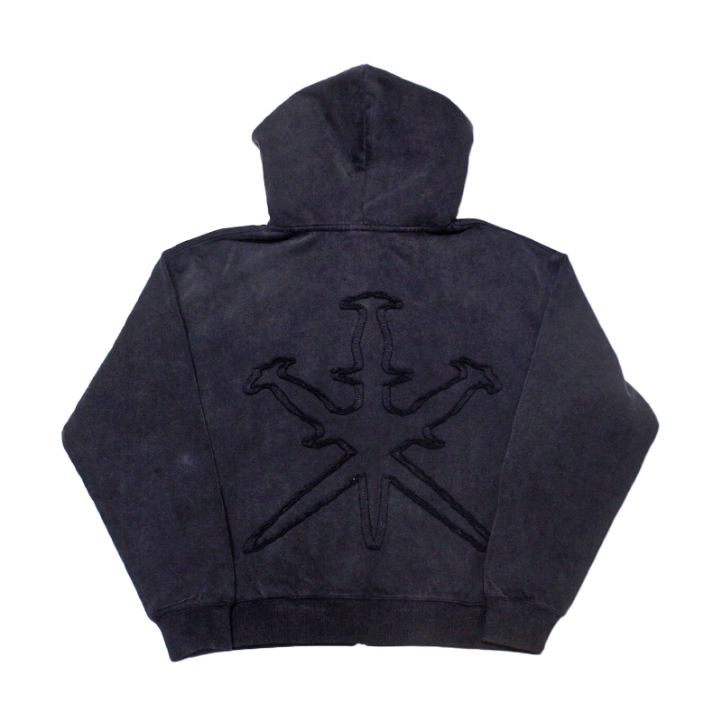 DAGGER PATCH ZIP HOODIE -W.BLACK-