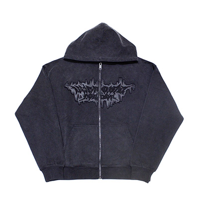 DAGGER PATCH ZIP HOODIE -W.BLACK-