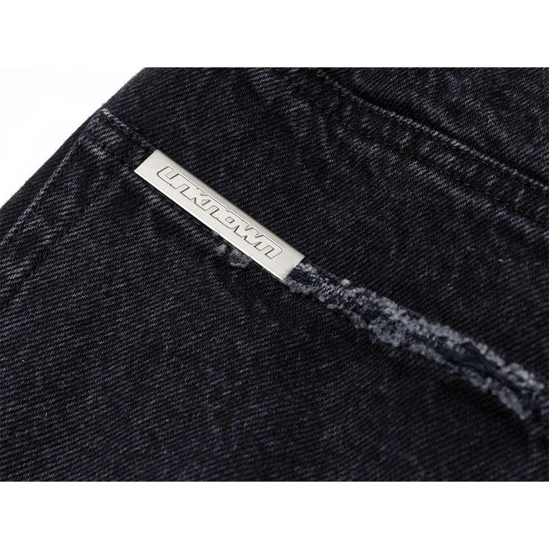 DOUBLE LAYER WAISTBAND DENIM -BLACK-