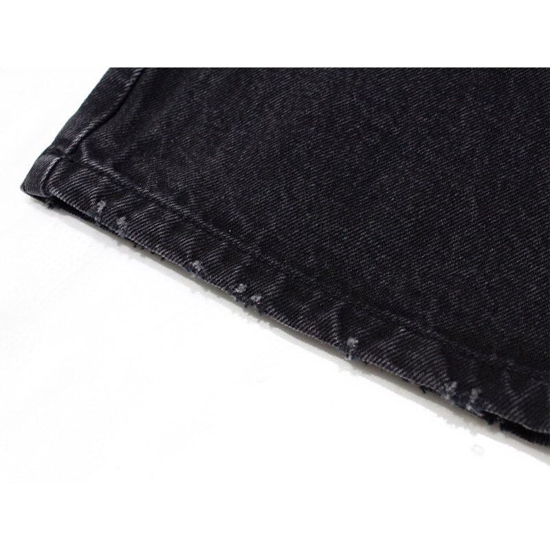 DOUBLE LAYER WAISTBAND DENIM -BLACK-