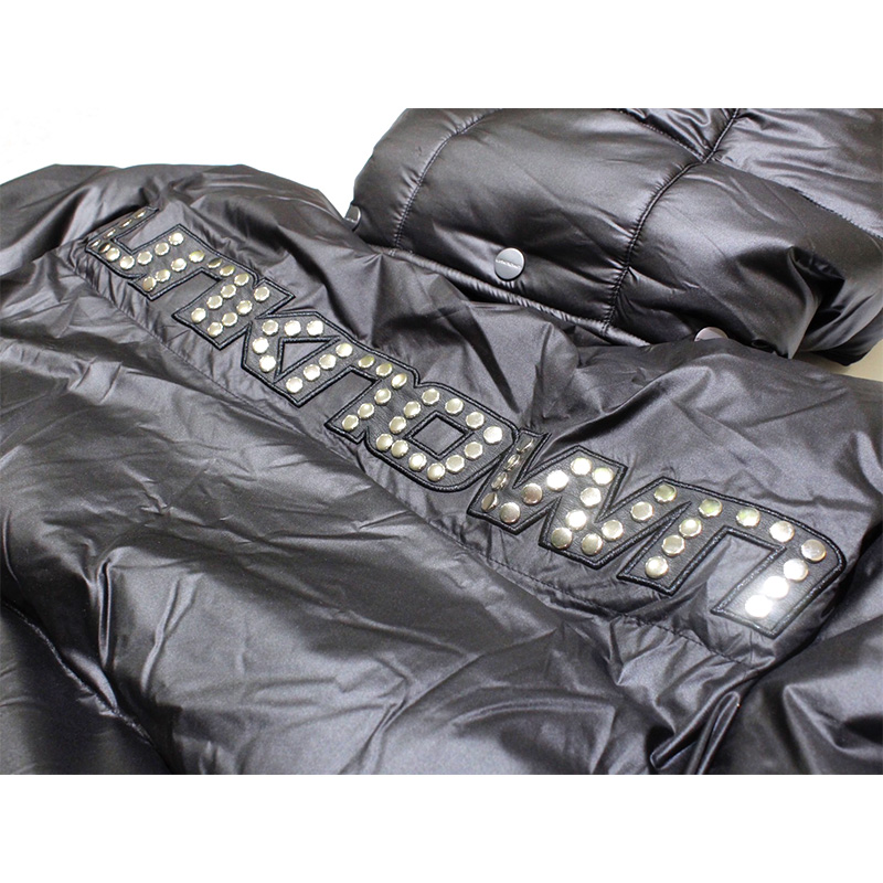 STUDDED PUFFER JACKET -BLACK-