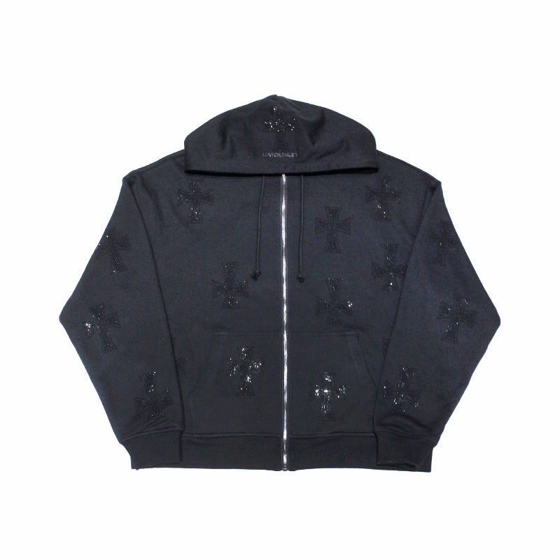 BLACK×BLACK CROSS REVERSIBLE ZIP HOODIE -BLACK-