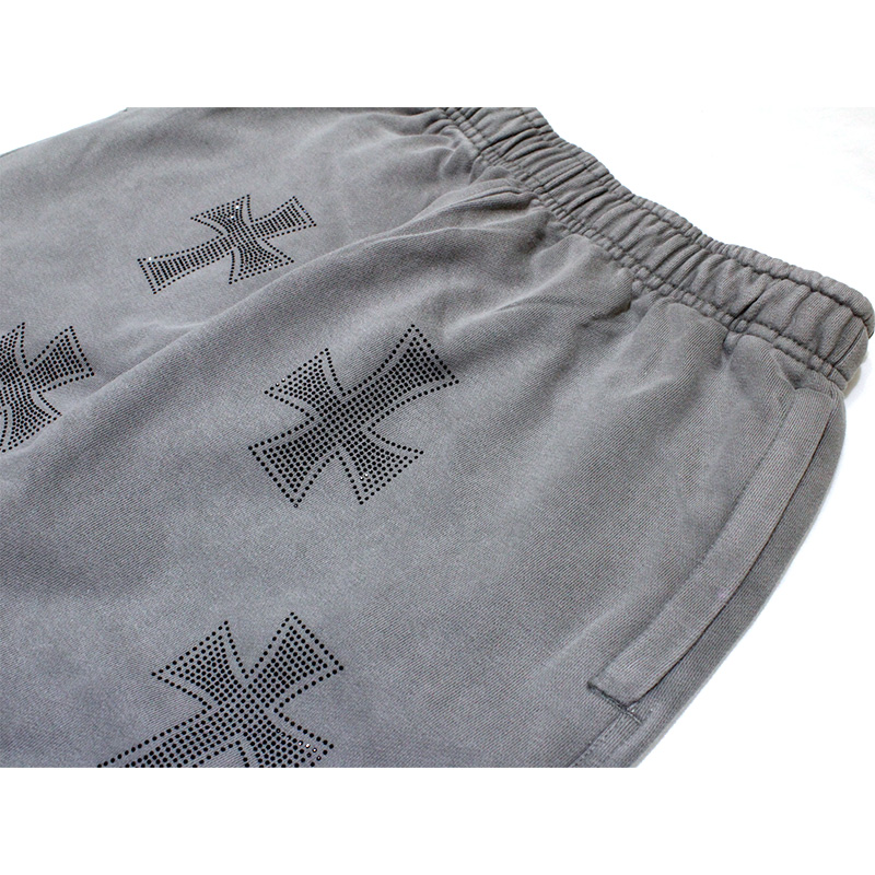 WASH GREY×BLACK CROSS JOGGER -GREY-