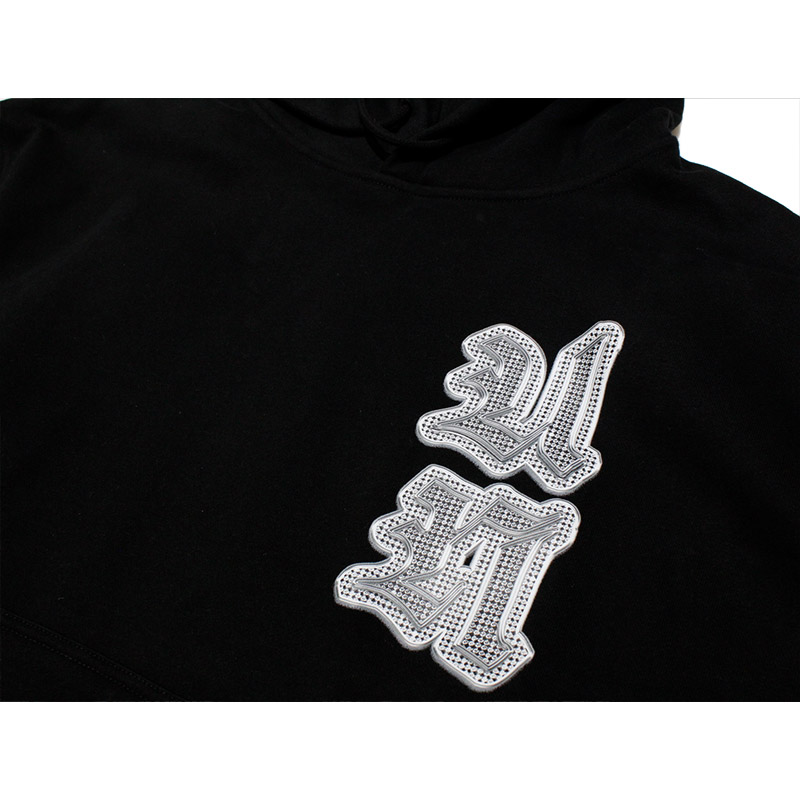 MULTI LOGO ICED OUT HOODIE -BLACK-