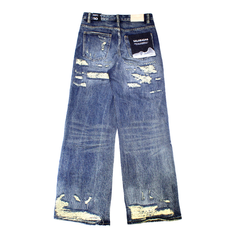 “PANDORA” VINTAGE BLUE WASH BAGGY DENIM -W.INDIGO-