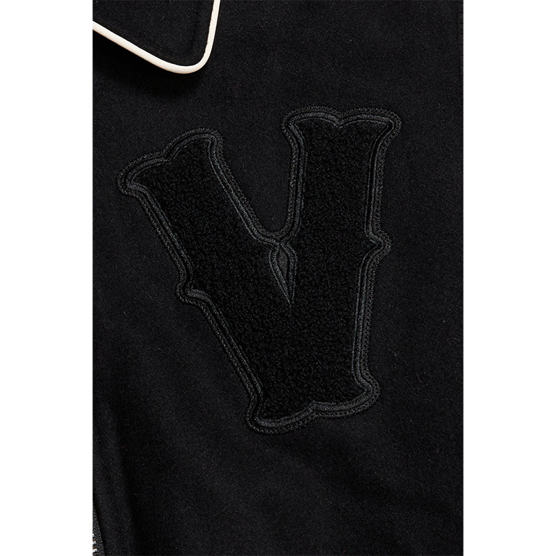 “WILD BUNCH” BLACK LETTERMAN JACKET -BLACK-