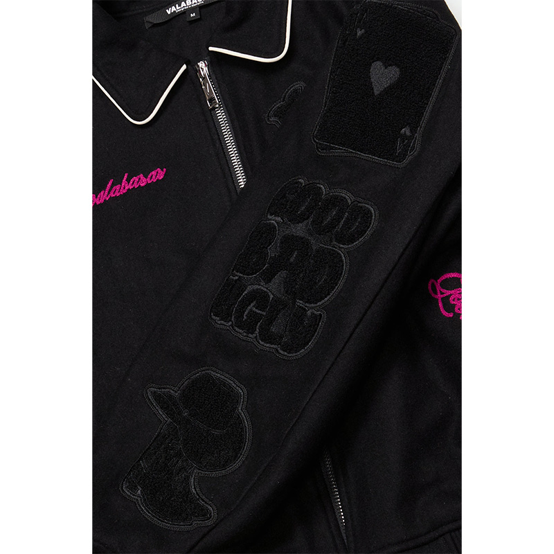 “WILD BUNCH” BLACK LETTERMAN JACKET -BLACK-