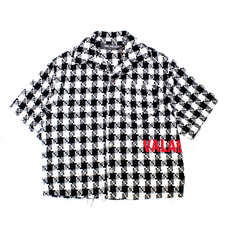 CHECKMATE CROPPED BUTTON DOWN -BLACK/WHITE-