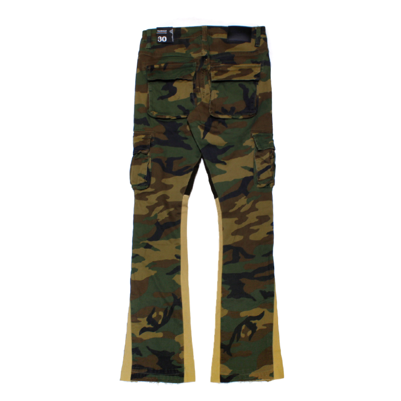 "COMMANDER" FOLOAGE GREEN STACKED FLARE JEAN -CAMO-