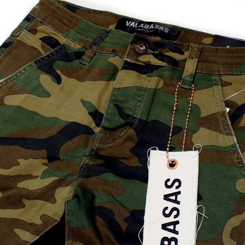 "COMMANDER" FOLOAGE GREEN STACKED FLARE JEAN -CAMO-