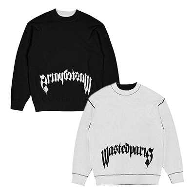 PITCHER REVERSE SWEATER -BLACK×WHITE-